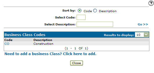 Deleting a Business Class Code