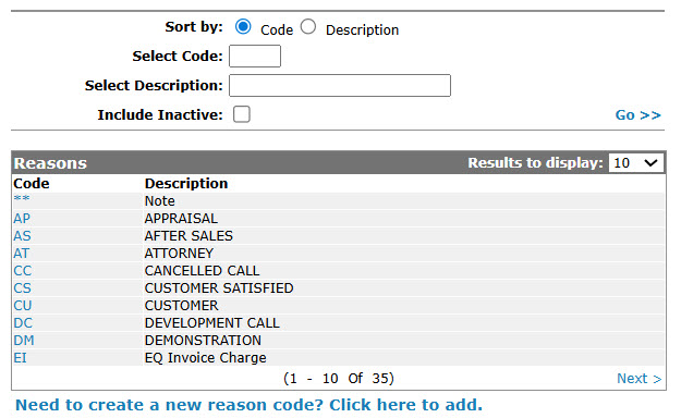 Editing a Call Reason