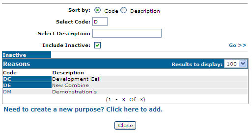 Reactivating an Inactive Call Reason