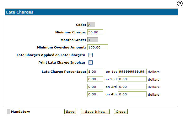 Copying a Late Charge Code