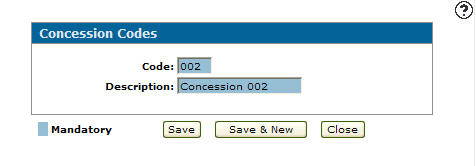 Adding a Concession Code