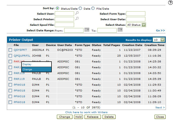 Changing Printer Output