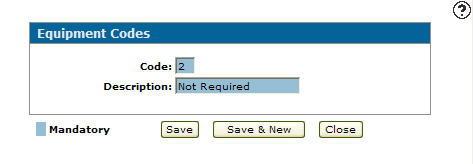 Adding an Equipment Code