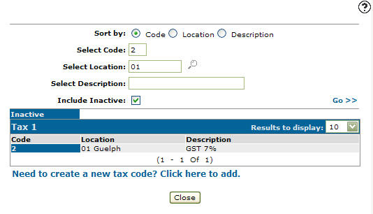 Reactivating an Inactive Tax 1 Code